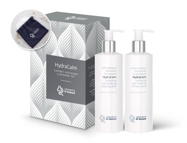 Promotion Duo Lait et lotion Hydracalm - Cadeau des tampons réutilisables - Laboratoire Dr Renaud - esthéticienne Longueuil